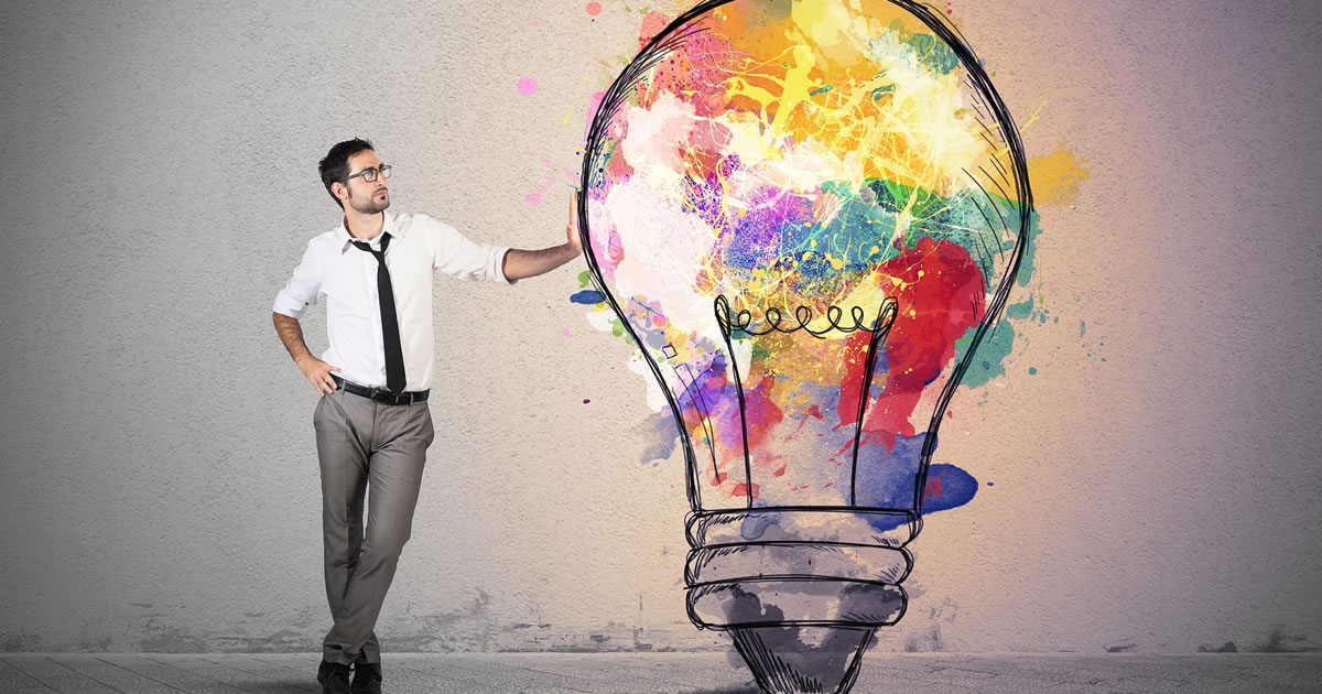 Image of a person and giant lightbulb