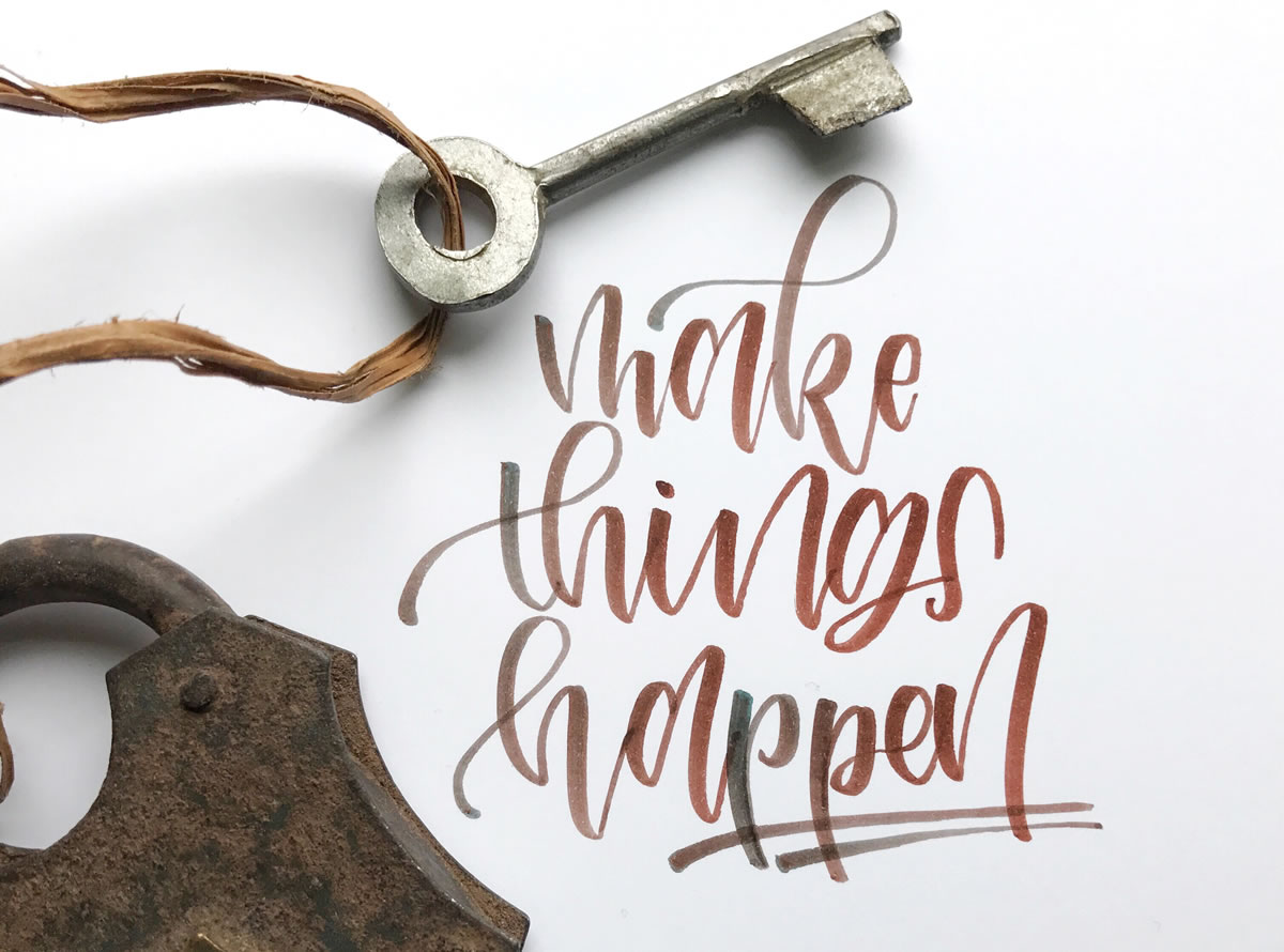 Make Things Happen written next to a lock and key