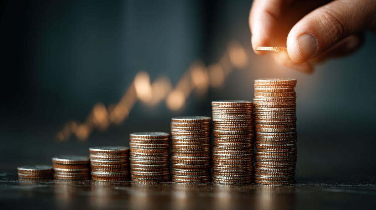 Image of stacks of quarters. The stacks get larger as they move to the right