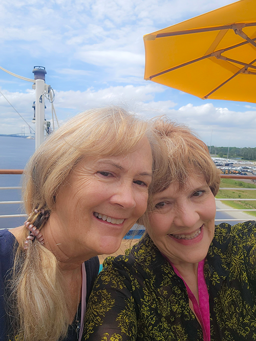 Photo of Donna Kaluzniak on a cruise with her sister