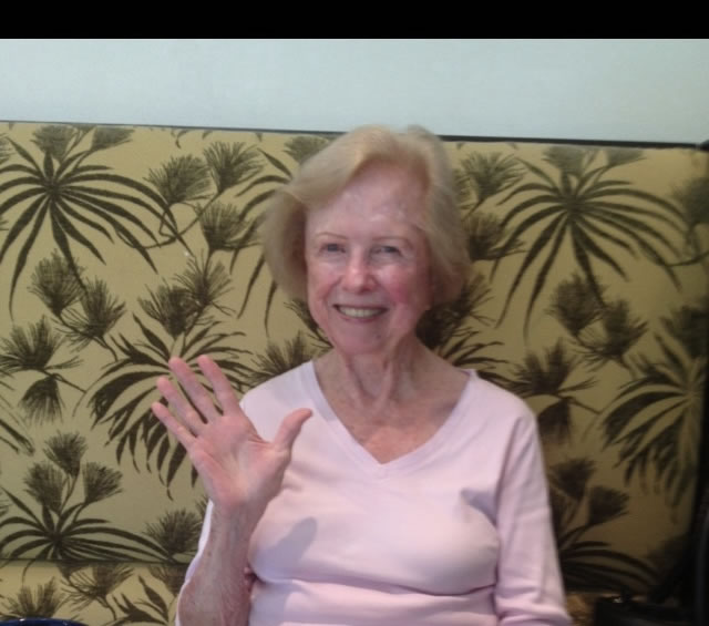 Kathleen Yeakle waving to the camera.