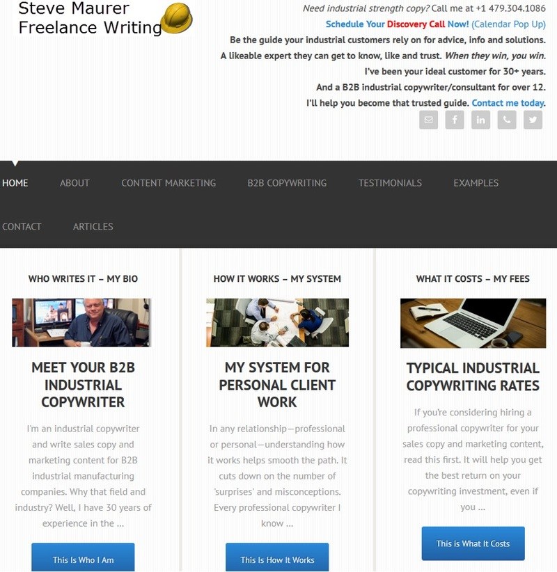 Screen shot of Steve Maurer&rsquo;s freelance website