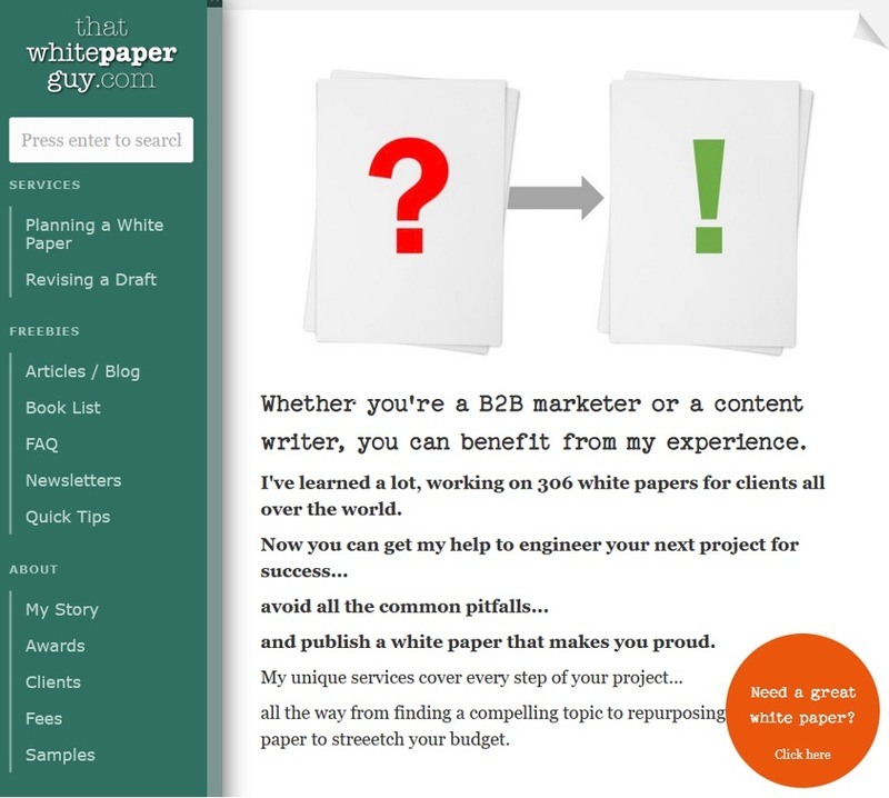 Screen shot of Gordon Graham&rsquo;s website That White Paper Guy