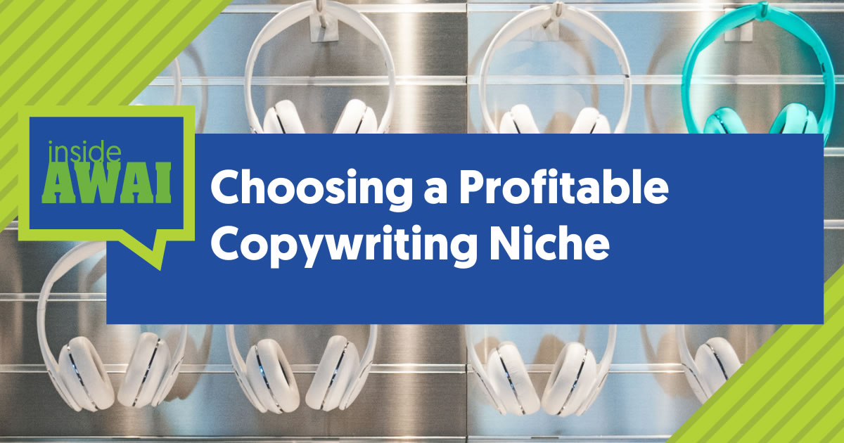 rows of white headphones with one teal pair of headphones