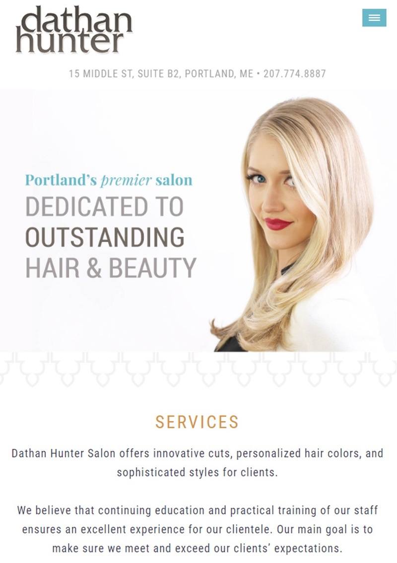 Screen shot of Dathan Hunter Salon&rsquo;s homepage