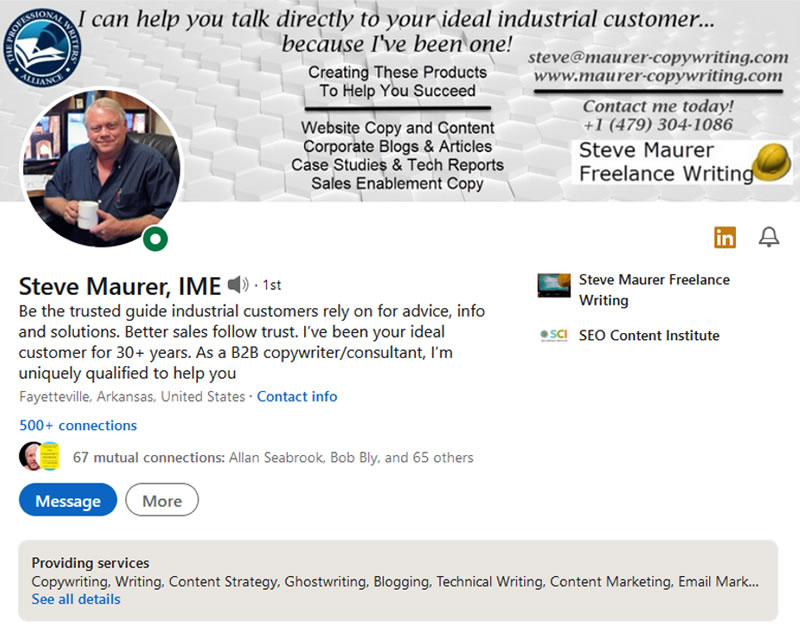 Screen shot of Steve Maurer&rsquo;s LinkedIn profile